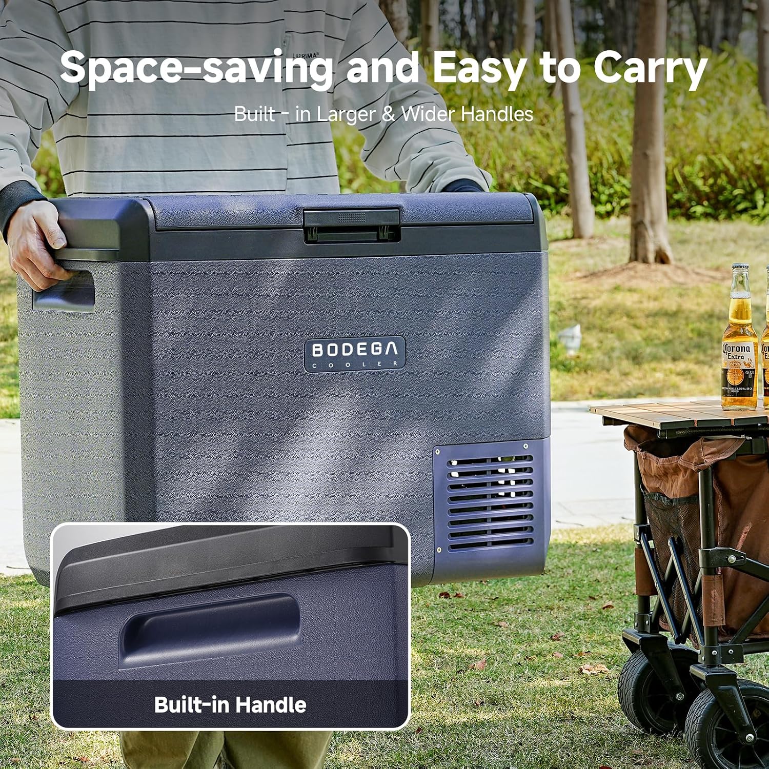 BODEGA 12v Car Refrigerator, 63QT(60L) IPX4 Waterproof Electric Cooler, APP Control Car Fridge with 12/24V DC 110-240V AC, -4℉~68℉, Portable Freezer for Truck Van RV Camping, Travel,Home