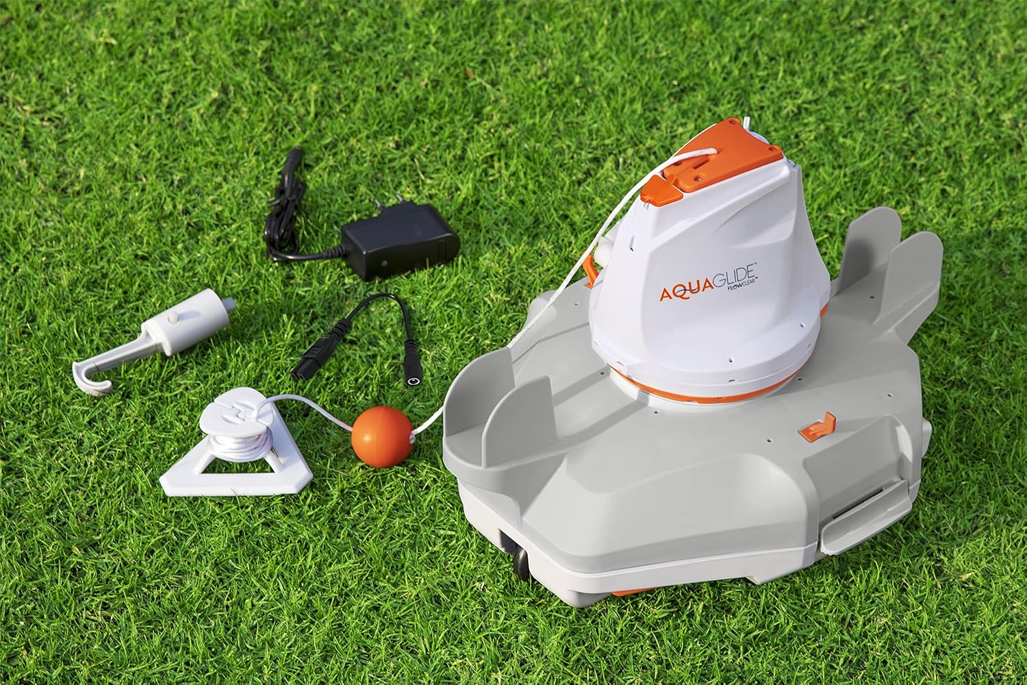 Bestway Flowclear AquaGlide Automatic Pool Cleaning Robot | Robotic Vacuum Cleaner Features Cordless, Rechargeable Battery | Designed for Flat-Bottom Above Ground and Inground Swimming Pools