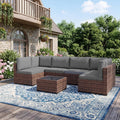LHBcraft Patio Furniture Set with Rain Cover,7 Pieces Outdoor Wicker Rattan Patio Furniture, Wicker Rattan Outdoor Sectional Sofa Set with Coffee Table for Garden, Poolside Taupe-Grey