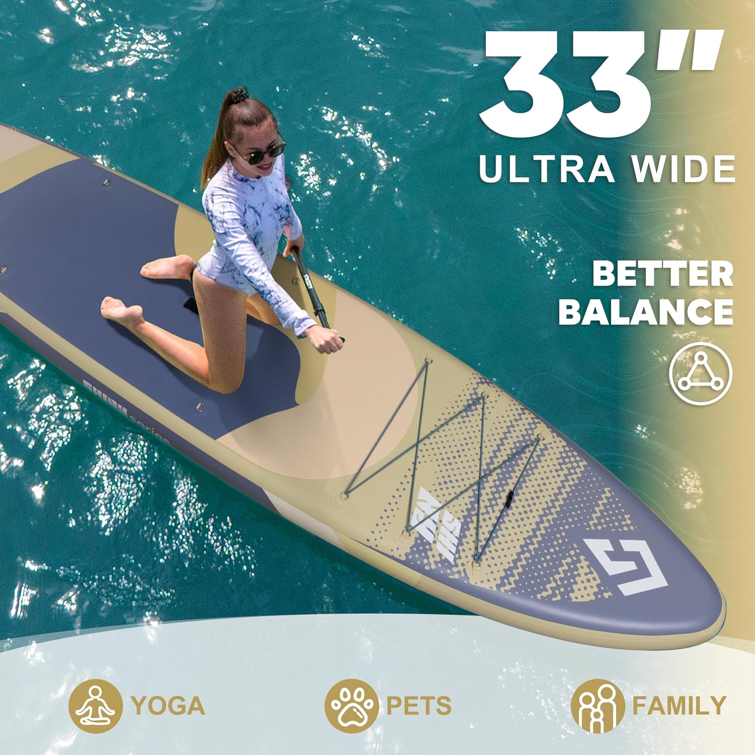 Starcity 11'x34*6' Blow Up Paddle Board, Inflatable Paddle Board, Spacious and Stable, Anti Slip and Easy to Operate, Large Size Suitable for Single Person/Family/Pet Use