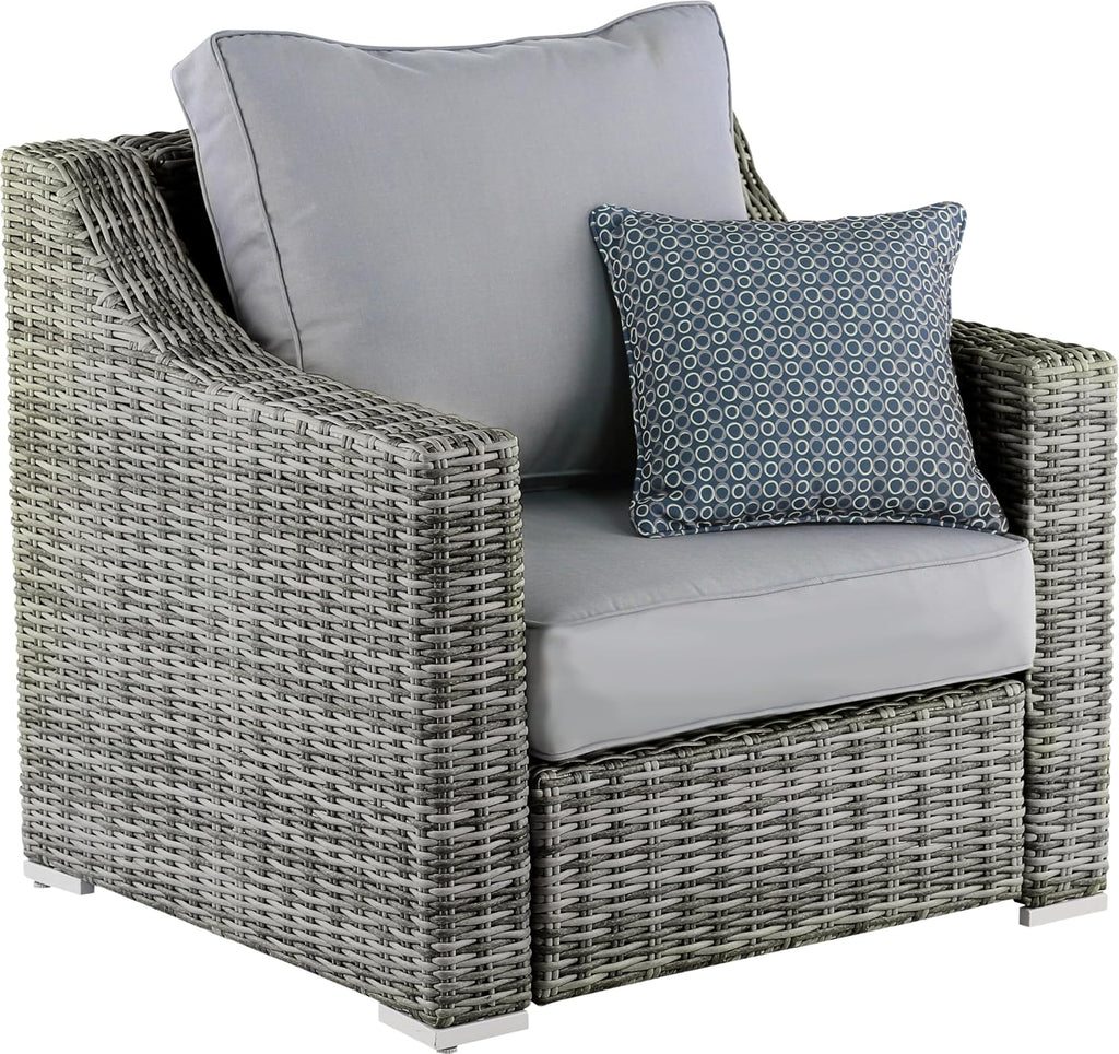 Elle Decor Vallauris Patio Outdoor Furniture Collection, Premium All Weather Wicker, Arm Chair, Gray