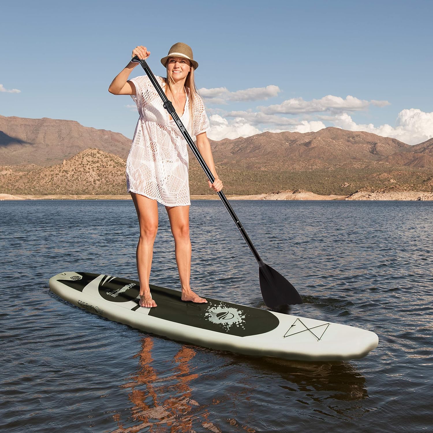 SereneLife Inflatable Stand Up Paddle Board and Detachable Seat - SUP Paddleboard Set for Adults and Youth, 32' Wide Design with Non-Slip EVA Deck Pad and Marine-Grade Materials, 350 lbs Capacity