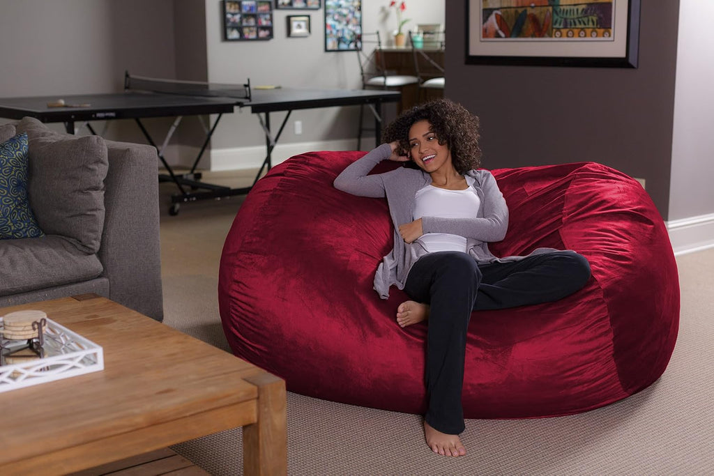 Sofa Sack Bean Bag Lounger - Plush Bean Bag Sofas with Super Soft Microsuede Cover - XL Memory Foam Stuffed Lounger Chairs for Kids, Adults, Couples - Jumbo Bean Bag Chair Furniture 6 Feet - Cinnabar