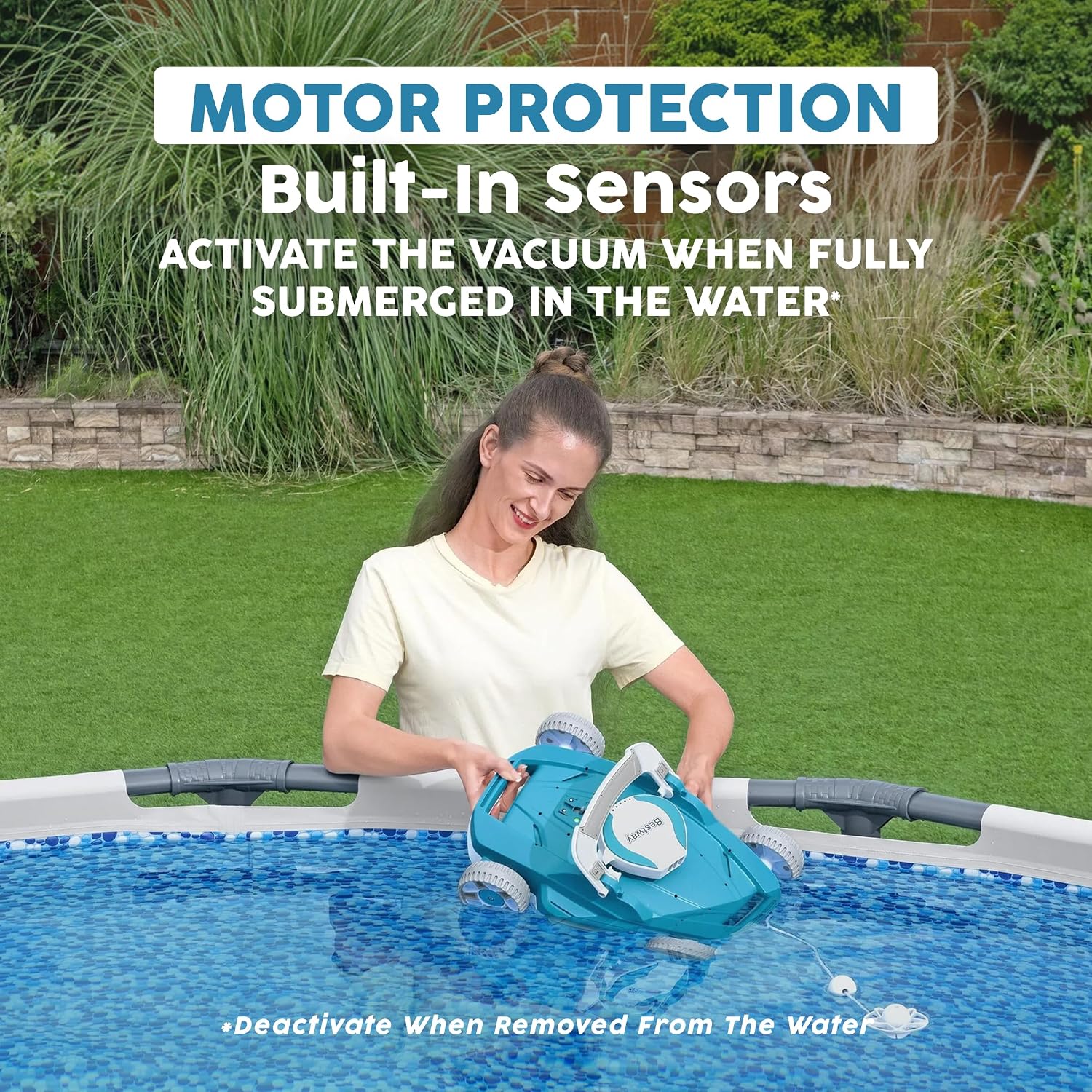 Bestway AquaTronix G200 Automatic Robotic Pool Cleaner, Cordless Pool Vacuum Robot, Ideal for Flat-Bottom Inground and Above Ground Swimming Pools, 90-Min Runtime, Cleans Pool Floor