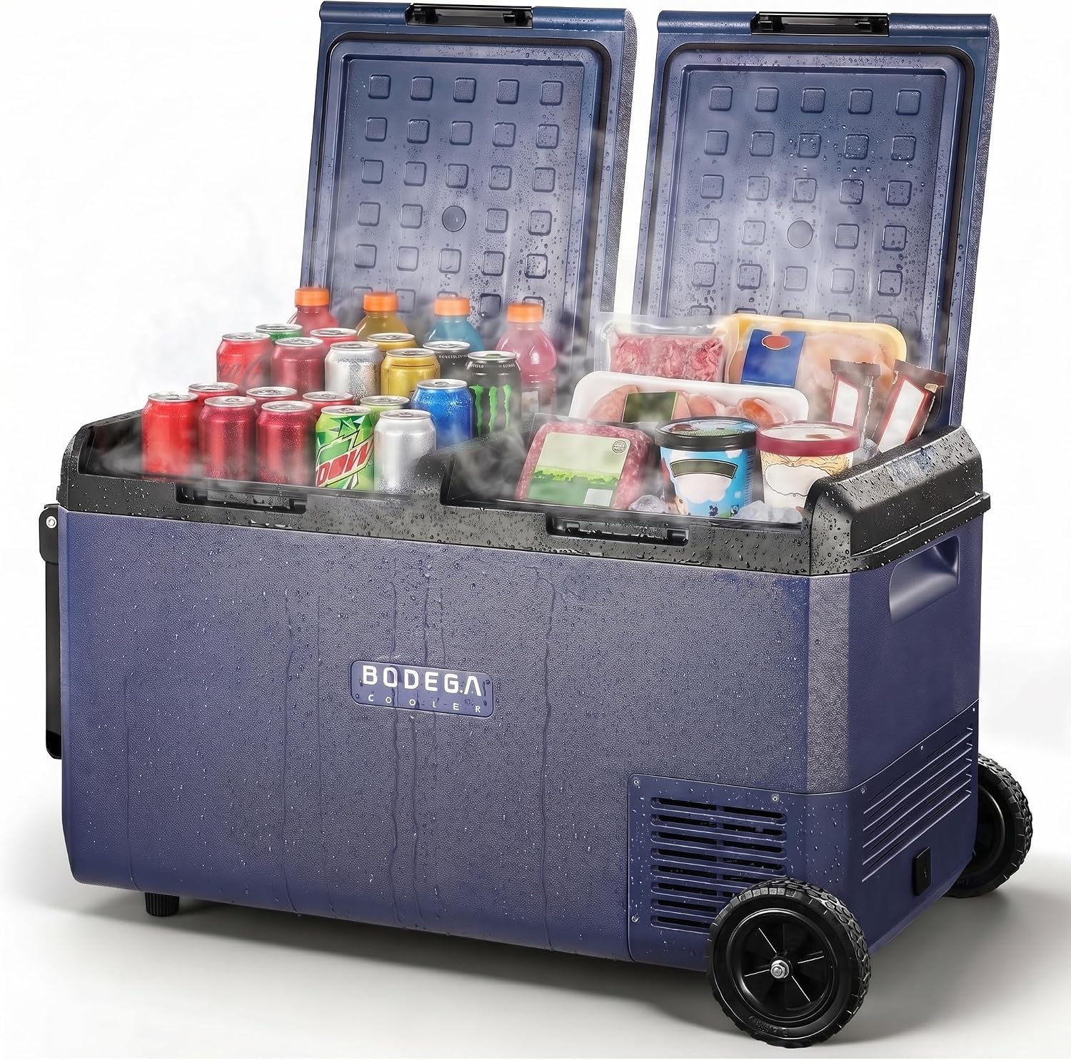 BODEGA COOLER Car Refrigerator Dual Zone,79QT Portable Freezer -4°F to 68°F, 12V Electric Cooler with Wheels & Handle, Ultra-Quiet ≤31dB, Fast Cooling for Camping, RV, Van Life & Road Trips