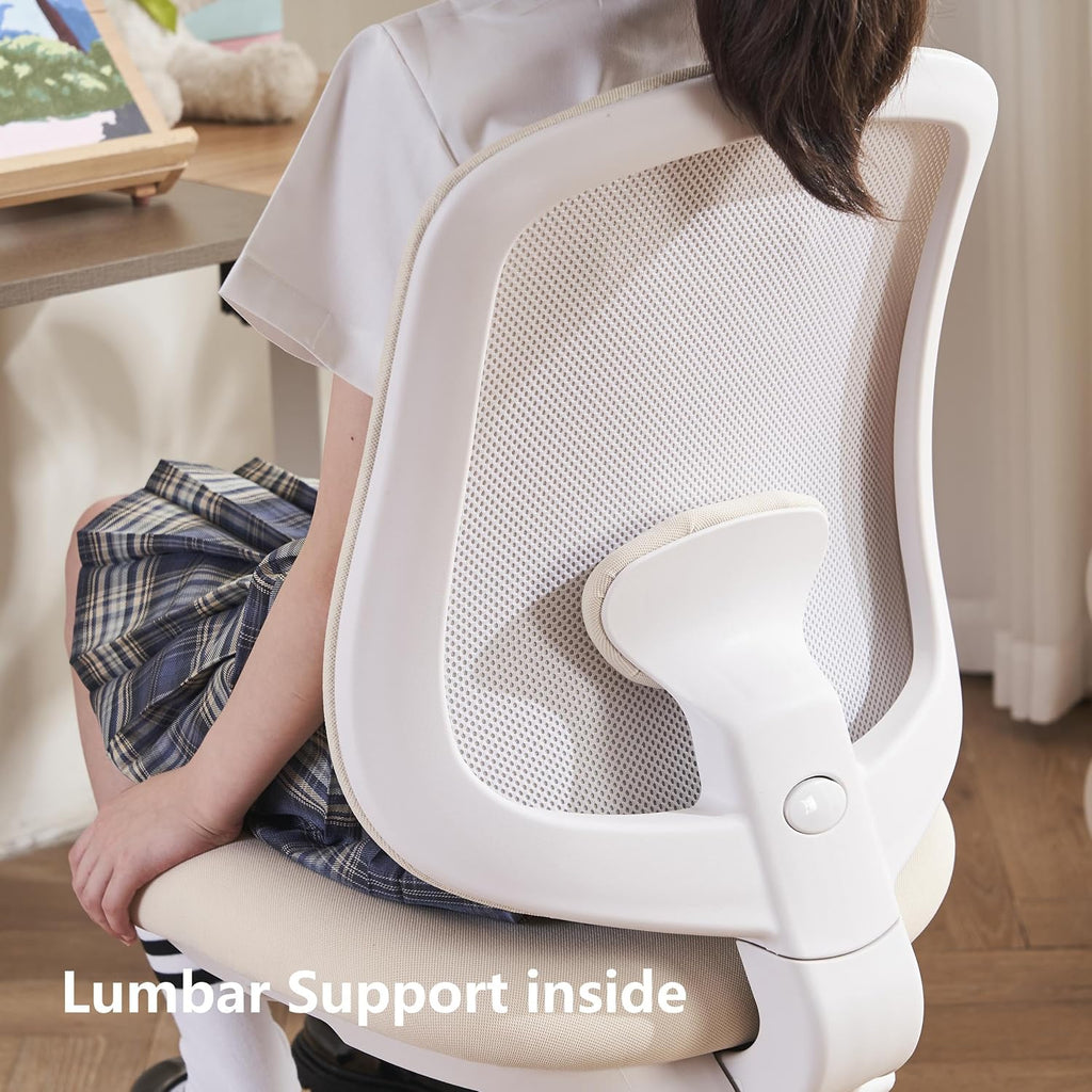 Desk Chair, Ergonomic Study Chair for Kids with Lumbar Support and Footrest, Adjustable Height, Mesh Student Chair with Adjustable backrest, Model Shell (Mint)