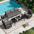 Aluminum Patio Furniture Set with Coffee Table,5 Seats Metal Modern Outdoor Furniture Set w/5.1' Thick Cushions,Patio Sectional w/Swivel Chairs for Backyard,Patio,Grey