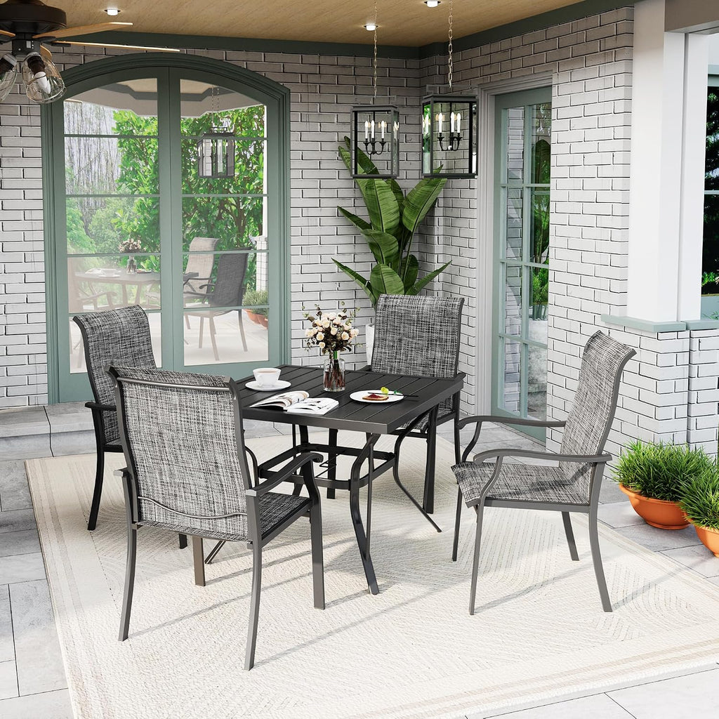 5-Piece Outdoor Dining Set, Patio Furniture Set with 4 Regular Chairs,Patio Dining Set with 1 Rectangular Table for Garden, Backyard, Poolside, Deck, Charcoal