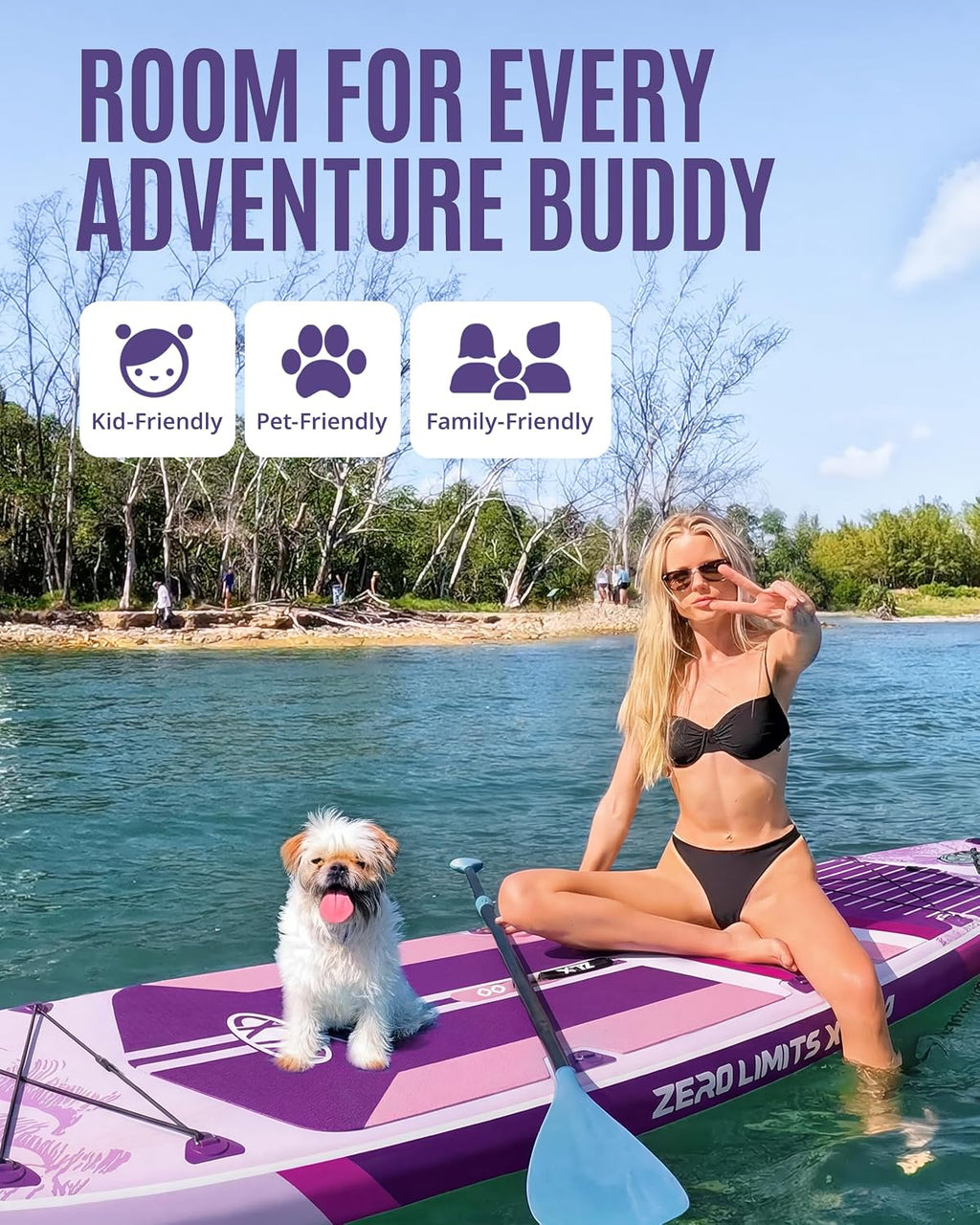 ZLX 11'6'x35' Ultra Wide Inflatable Stand Up Paddle Board | Stable Non-Slip Deck Pad, Unique Fin System, Premium SUP Accessories & Backpack - Upgraded Pump for Adults, All Skill Levels