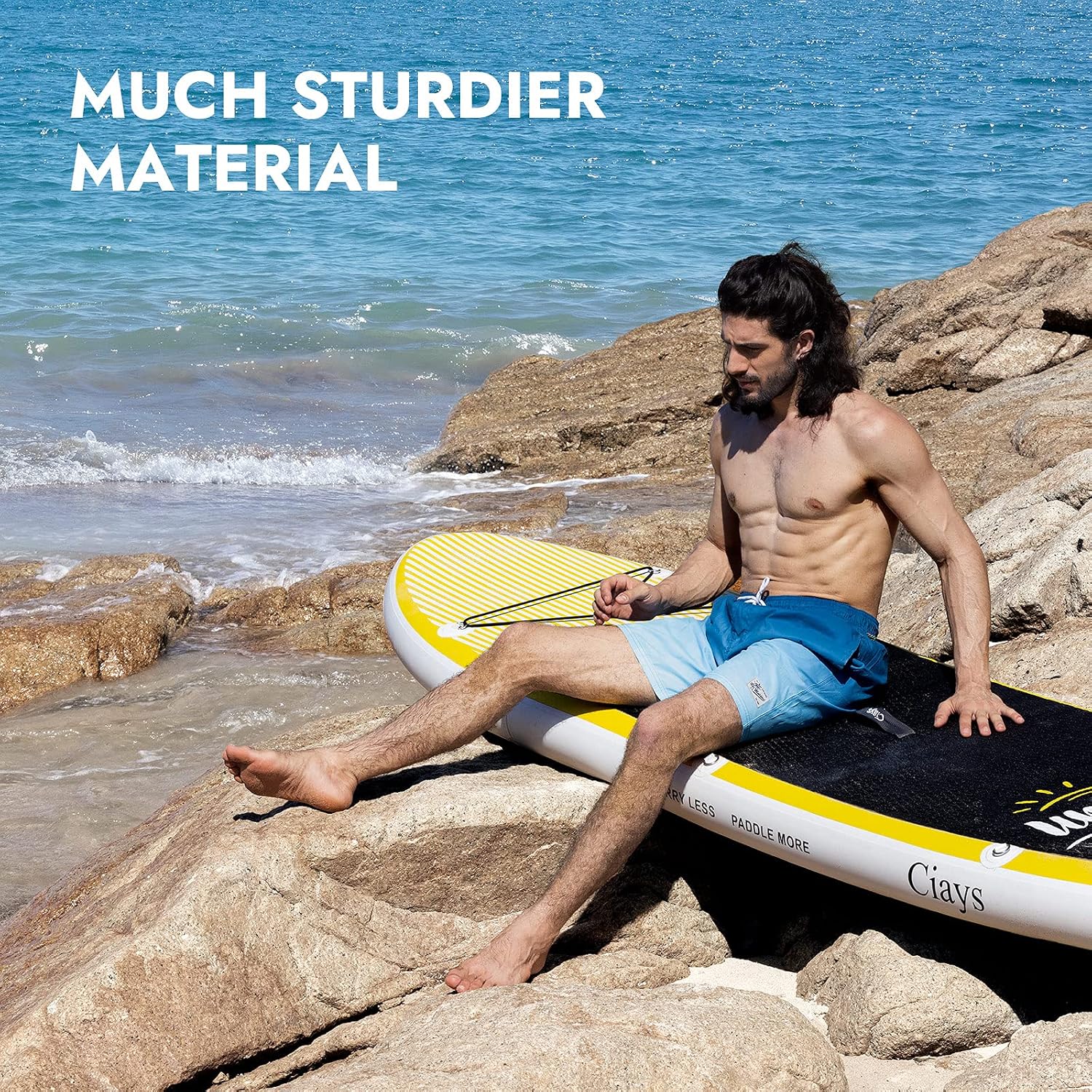Ciays Inflatable Stand Up Paddle Board W SUP Accessories of Backpack, 2 Fins, 2 Bags, Leash, Floating Paddles and Double Action Hand Pump All-Around Paddleboard Perfect for Yoga, Tour, Fishing