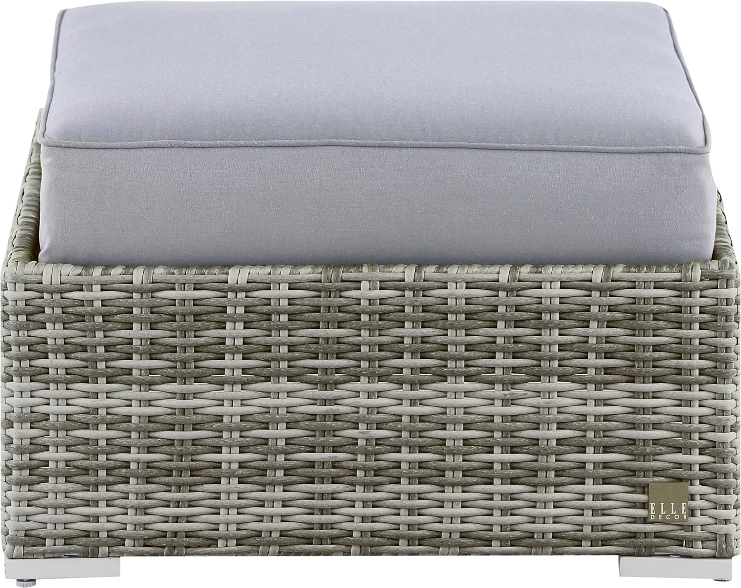 Elle Decor Vallauris Patio Outdoor Furniture Collection, Premium All Weather Wicker, Ottoman, Gray