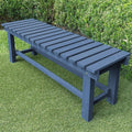 Outdoor Garden Wood Bench, 3-Person Weatherproof Wooden Bench Park Narrow Bench, Never Rot or Fade Waterproof Backless Bench for Entryway, Outdoor, Patio, Porch, Backyard and Park (Blue,47.2''/120cm)