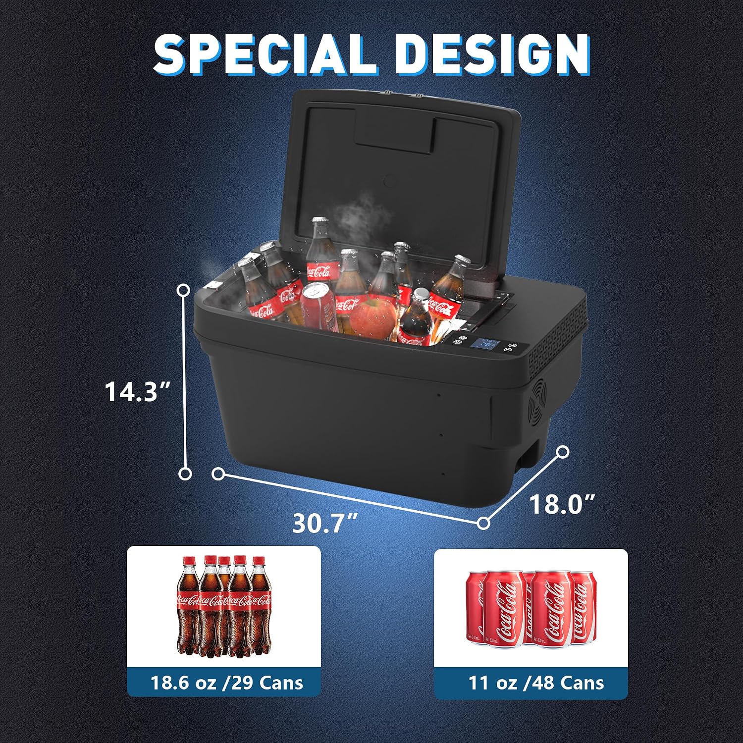 CHERY INDUSTRIAL.COM Tesla Cooler Car Refrigerator 12 Volt Tesla Fridge Model Y Portable 35QT(33L) Car Freezer App Control -4℉-50℉ Ultra Quiet for Travel Camping Road Trips