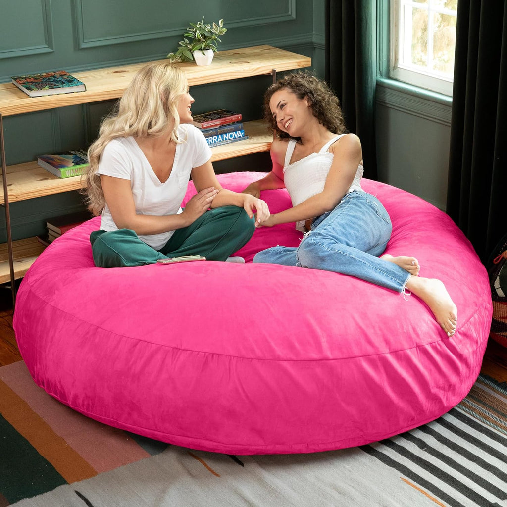 Jaxx 6 Foot Cocoon - 2-in-1 Convertible Bean Bag Bed & Large Bean Bag Chair for Adults, Fuchsia