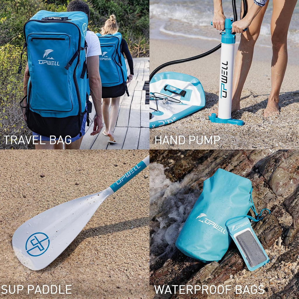 UPWELL 11'2'/11'6'Stand Up Paddle Board for Youth & Adults, Inflatable Paddle Board with Stable Design, Premium SUP Accessories, Backpack, Paddle, Leash, Pump, Fins
