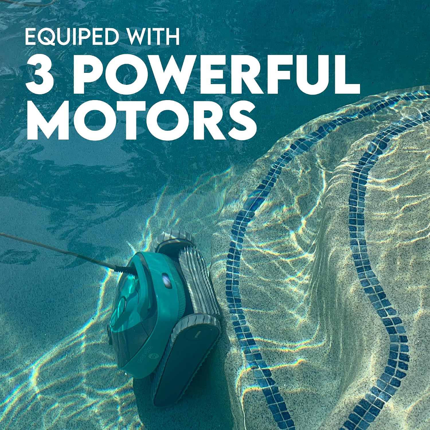 SereneLife - Automatic Robot Pool Cleaner, Pool Cleaning Robot with Three Motors, Wall Climbing, Cleans up to 50ft, Traps and Locks in All Sorts of Dirt and Debris