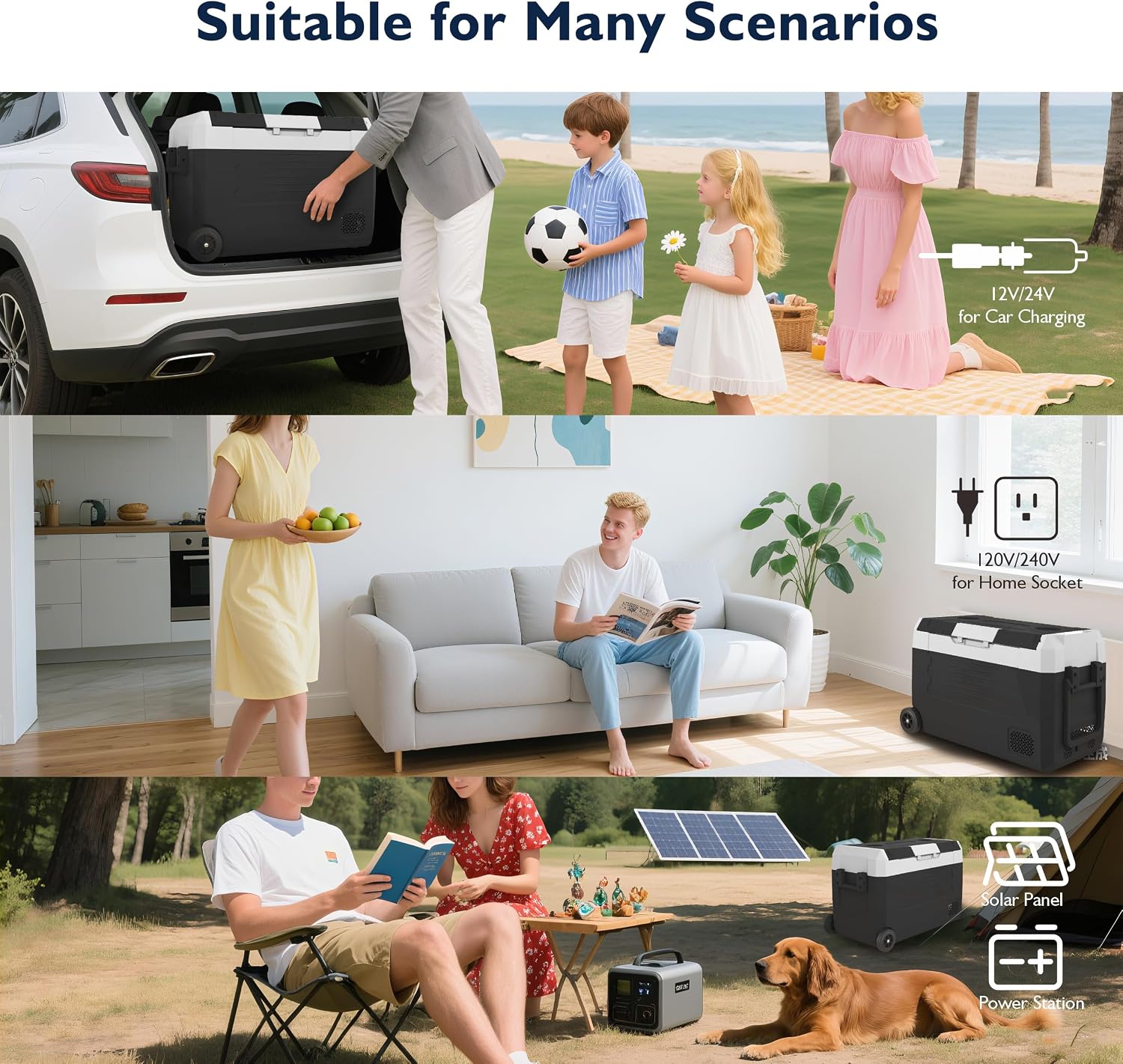 12 Volt Refrigerator,47QT(45L) Electric Cooler 12/24V DC&100-240V AC Car Fridge (-4℉~68℉) with APP control,Portable Handle with Wheels for Camping RV Road Trip Picnic Truck Camper