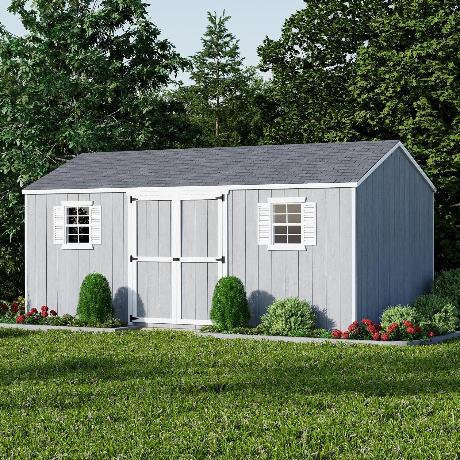 Little Cottage Co. 10x18 Value Workshop Shed with Operable Windows and Floor, Outdoor Wood Storage Do-It-Yourself Precut Kit
