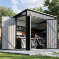 8'x4' Outdoor Storage Shed with Triple Door Lean to Metal Sheds Weatherproof UtilityGalvanized Steel Sheds, Dual Lock Shed with Sloped Roof for Mower, Bike,Generator, Garden Tools (Black)