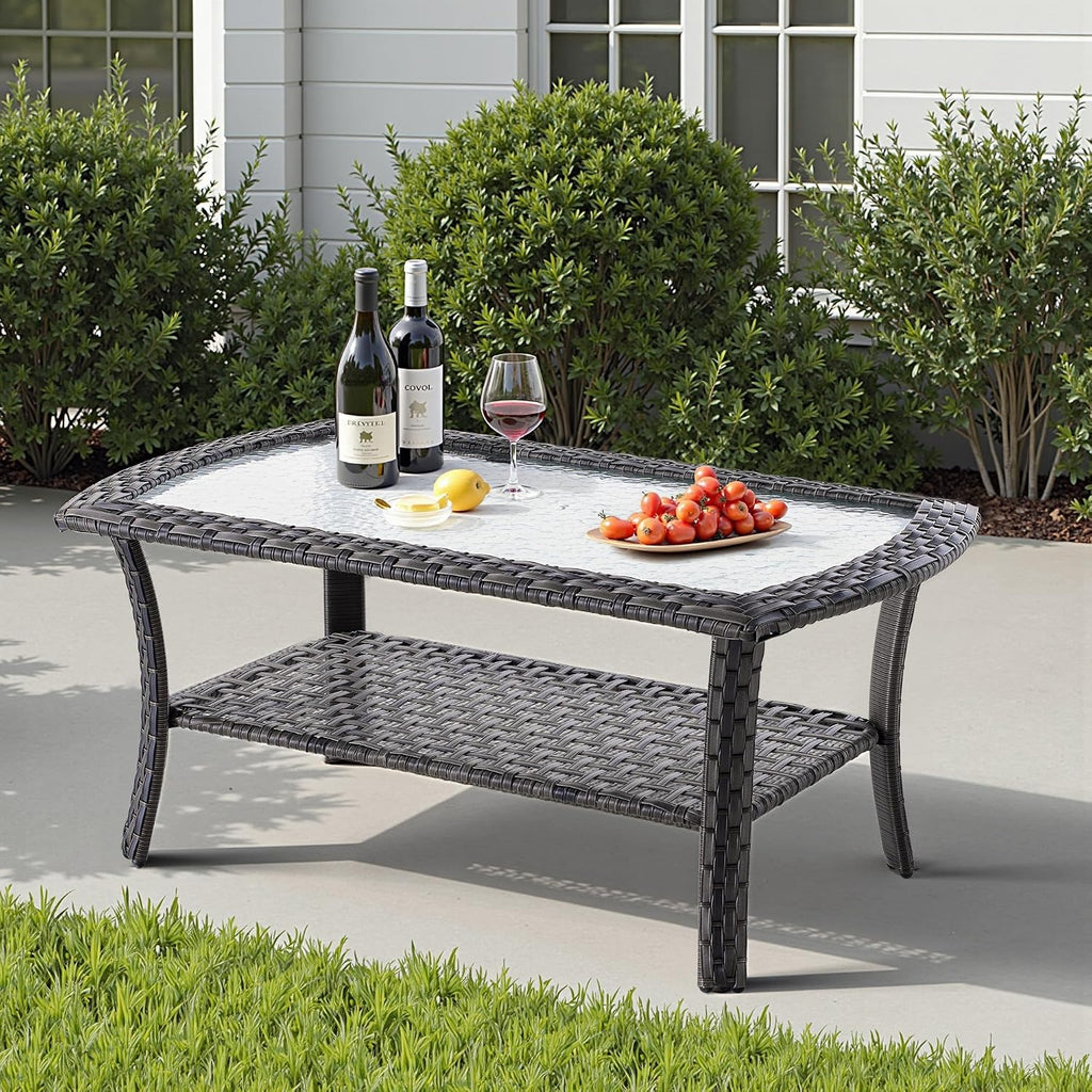 5 PCS Patio Outdoor Furniture Set with Swivel Rocking Chairs,All Weather Wicker Rattan Patio Seating Sofa and Chairs Set,Outdoor Conversaiton Sets for Deck Yard Prrch Garden Poolside,Grey