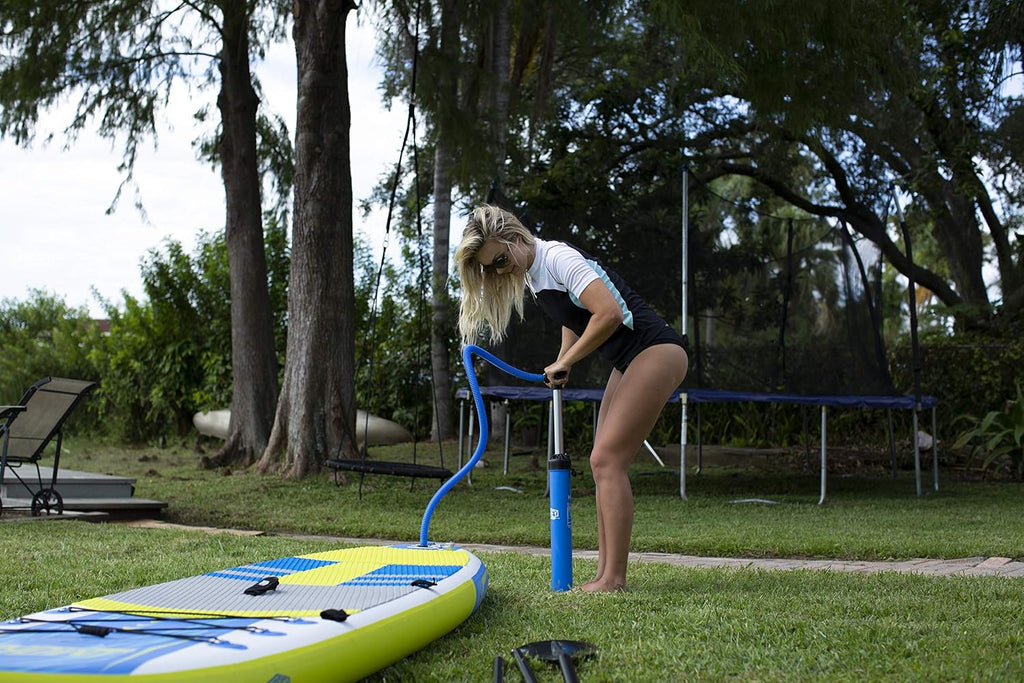 Morey 11 Foot - TRAVLR Inflatable Stand Up Paddle Board Triple Layer Stringer Durable Backpack, high Pressure Hand Pump with Gauge, Coil Leash, Built-in Camera Mounting System