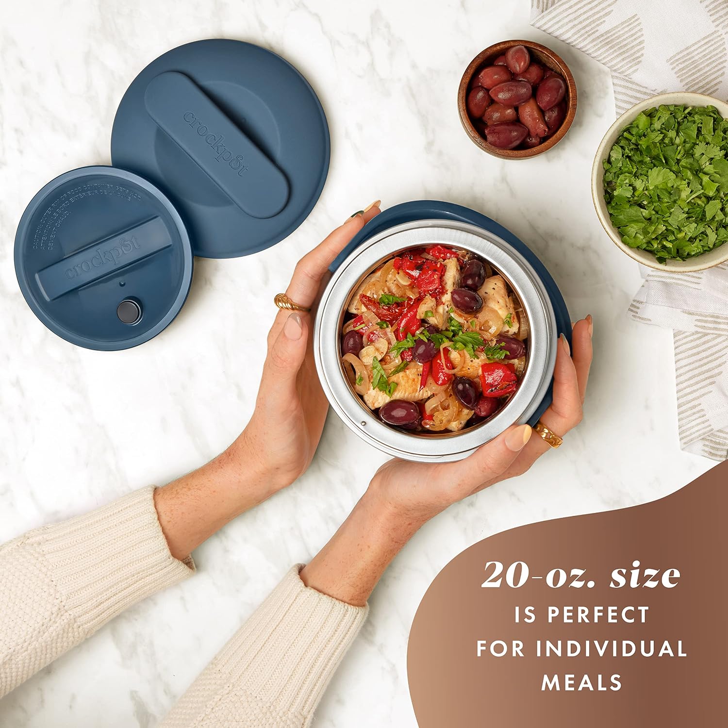Crock-Pot 20-Ounce Electric Lunch Box,Portable Food Warmer,Faded Blue,Perfect for Travel,Car,On-the-Go,Keeps Food Warm,Spill-Free,Dishwasher-Safe,Ideal Gift for Men and Women,(Pack of 4)