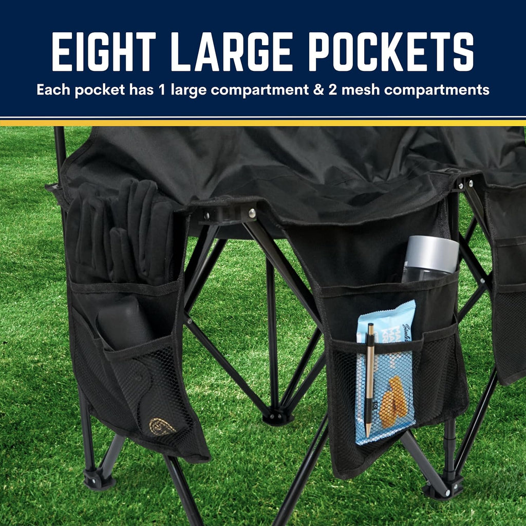 VictoryGear Portable Soccer Bench – 6 Seat Folding Team Chair with 8 Pockets & Carrying Bag – Lightweight Sideline Seating for Soccer, Baseball, Camping, Outdoor Events
