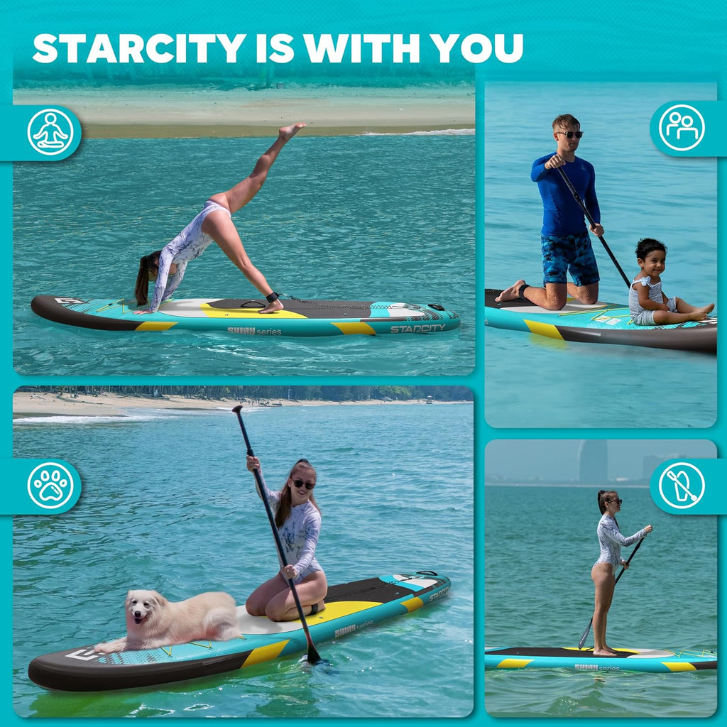 Starcity 11'x34*6' Blow Up Paddle Board, Inflatable Paddle Board, Spacious and Stable, Anti Slip and Easy to Operate, Large Size Suitable for Single Person/Family/Pet Use