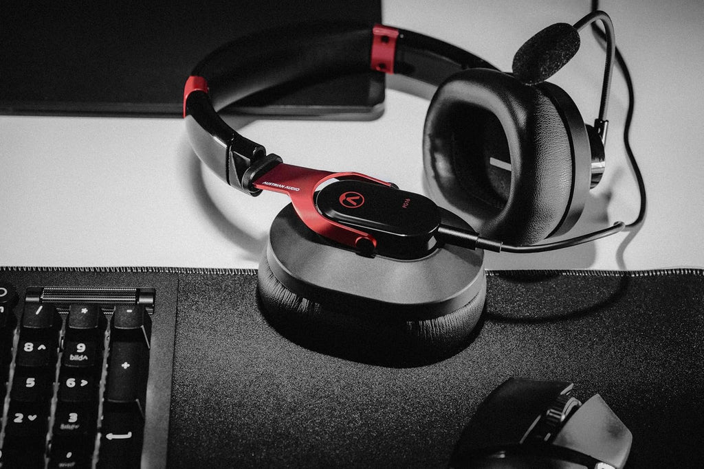 Austrian Audio PG16 Pro Gaming Headset with Microphone (Foldable Gaming Accessories, High Resolution Sound, Memory Foam Ear Pads for Optimal, Detachable 1.4m Cable), Black/Red, One Size