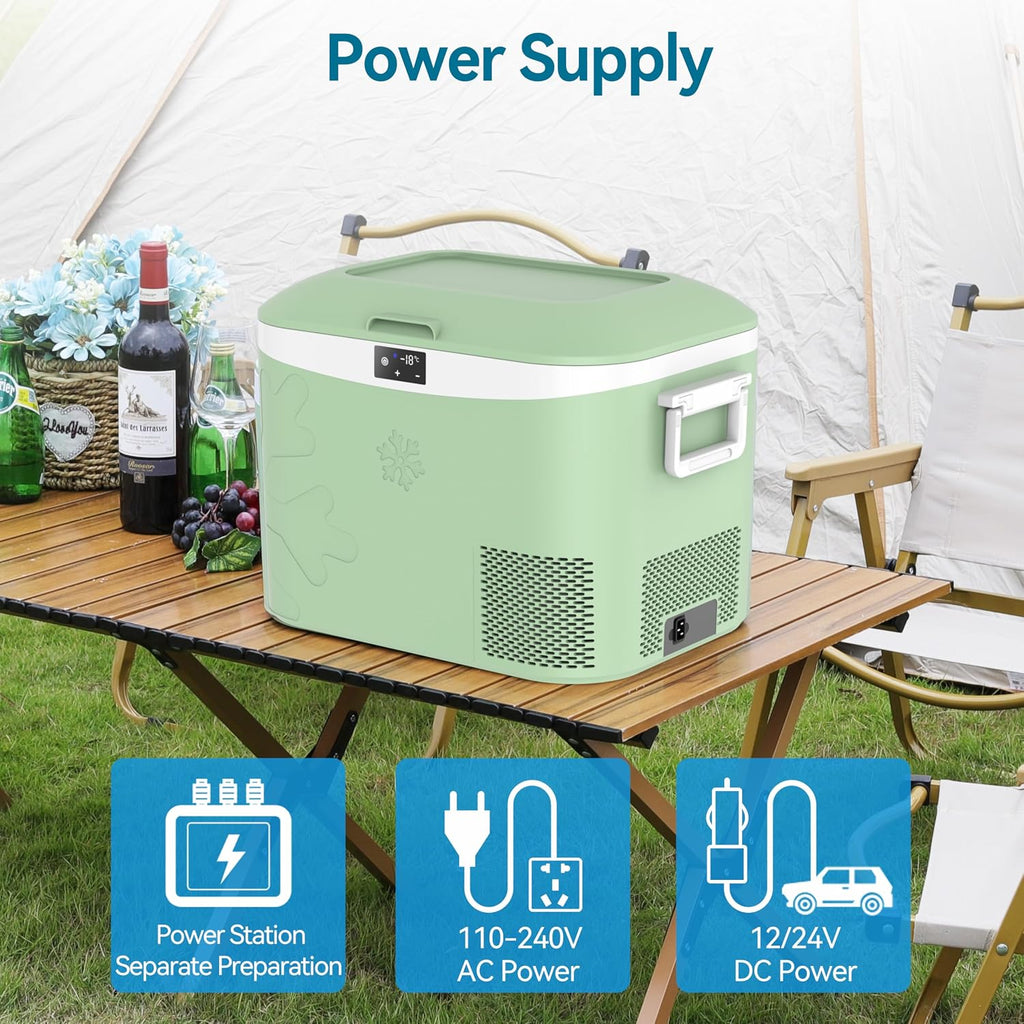 Megiu Car Refrigerator Portable 12V Fridge 19 Quart (18 Liter) 12 Volt Freezer Compressor Cooler 12V/24V DC 110～240 V AC for Truck Van RV Camper SUV and Home Use -18℃~+15℃