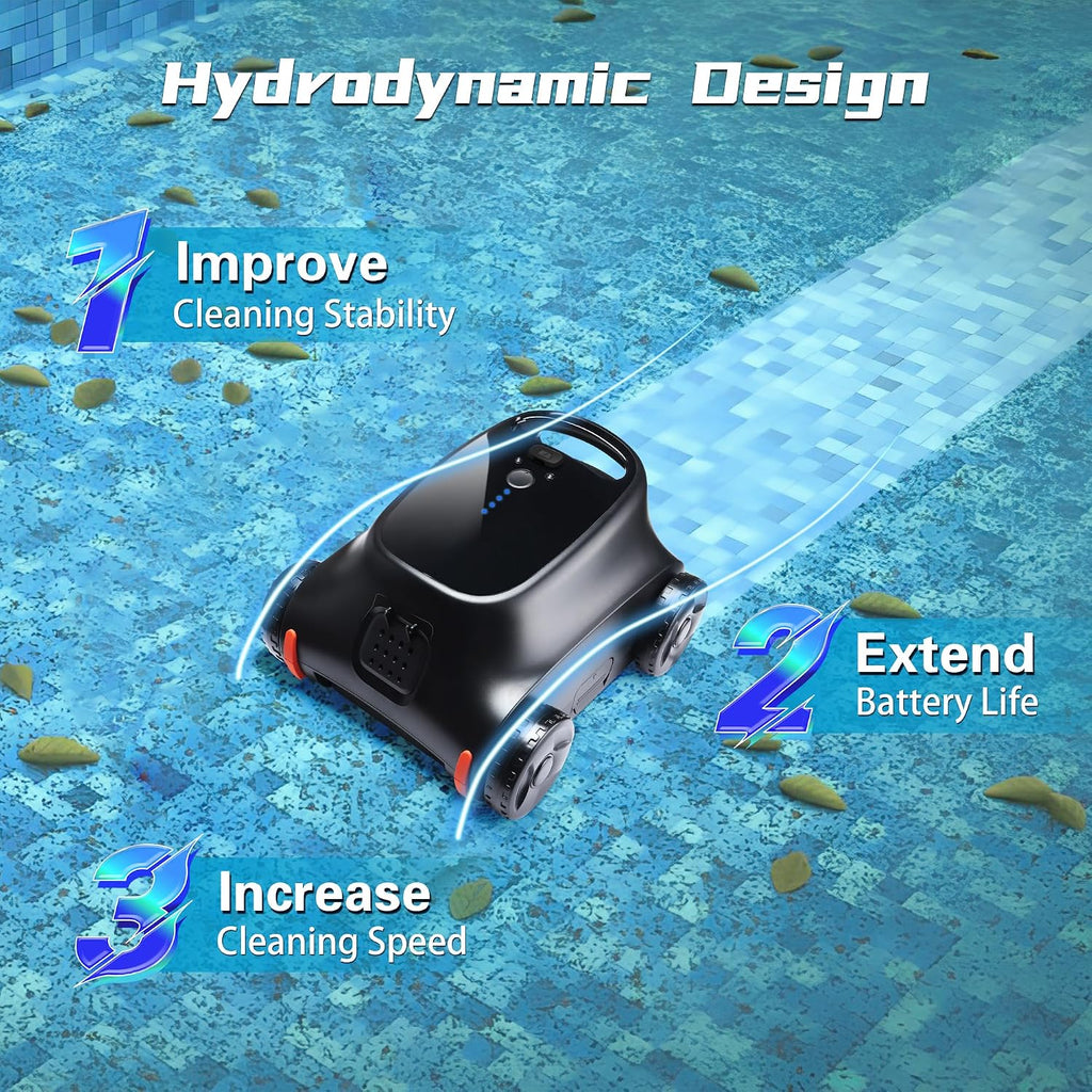 Pool Vacuum for Above Ground Pool, 180 Mins Runtime Cordless Robotic Pool Cleaner, Pool Vacuum Flat Pools up to 2000 Sq.Ft, Self-Parking, Dual Brushless Motors for Above-Ground Pools