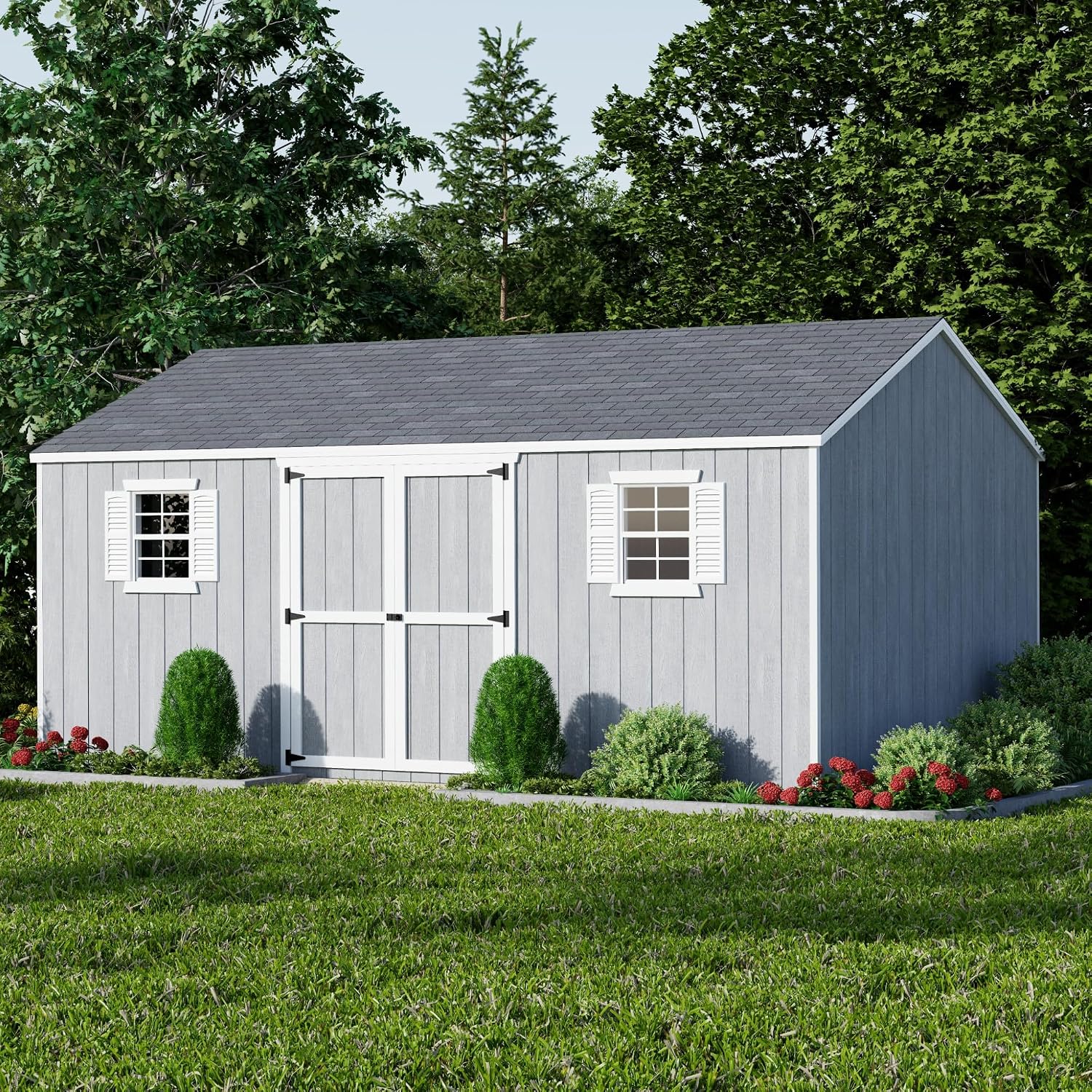 Little Cottage Co. 12x18 Value Workshop Shed with Operable Windows, Outdoor Wood Storage Do-It-Yourself Precut Kit
