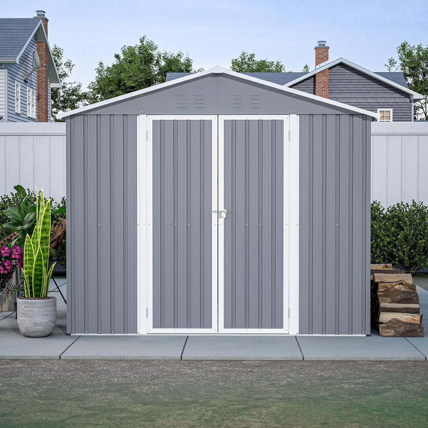 C Garden Sheds, 8 x 12 ft, Gray
