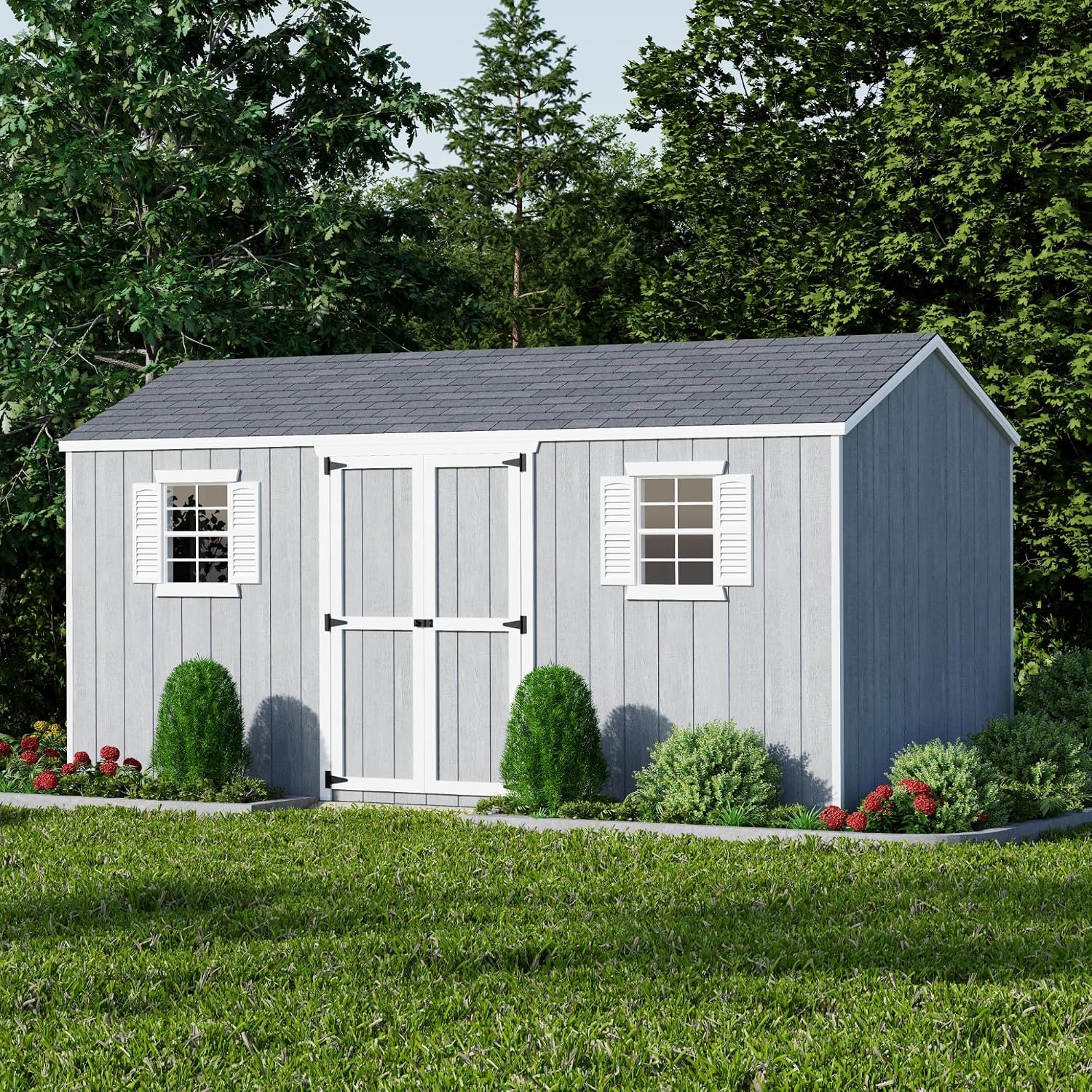Little Cottage Co. 8x16 Value Workshop Shed with Operable Windows and Floor, Outdoor Wood Storage Do-It-Yourself Precut Kit