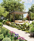 GAOMON 10x13 Ft Outdoor Pergola, Heavy-Duty Aluminum Patio Pergolas and Gazebos Clearance with Retractable Canopy Sun Shade, UV-Resistant Metal Pergola for Existing Deck, Backyard Garden Porch, Khaki