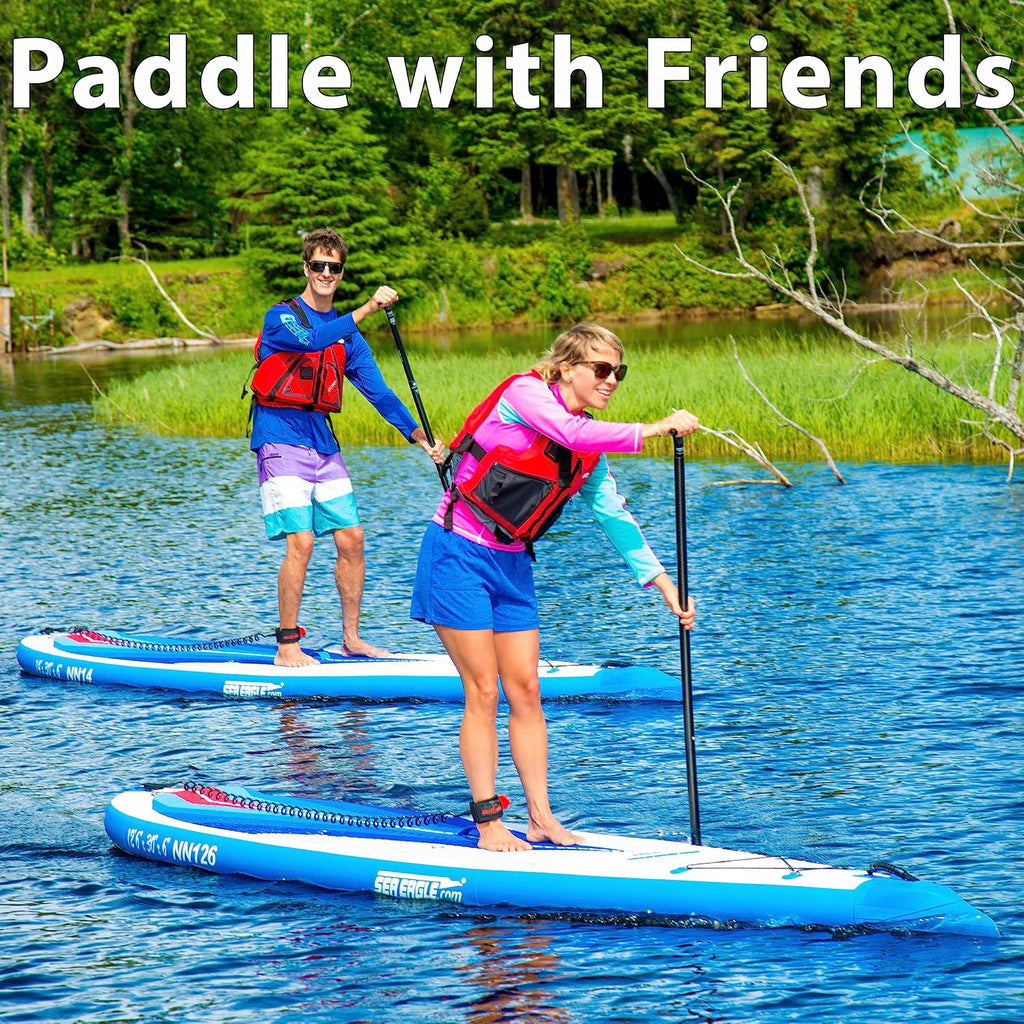 Sea Eagle NeedleNose 12'6' Inflatable Lightweight High Pressure Drop Stitch Stand Up Paddle Board Patented Wave Piercing Bow, with SUP Paddle, Pump, Slide in Skeg and Backpack