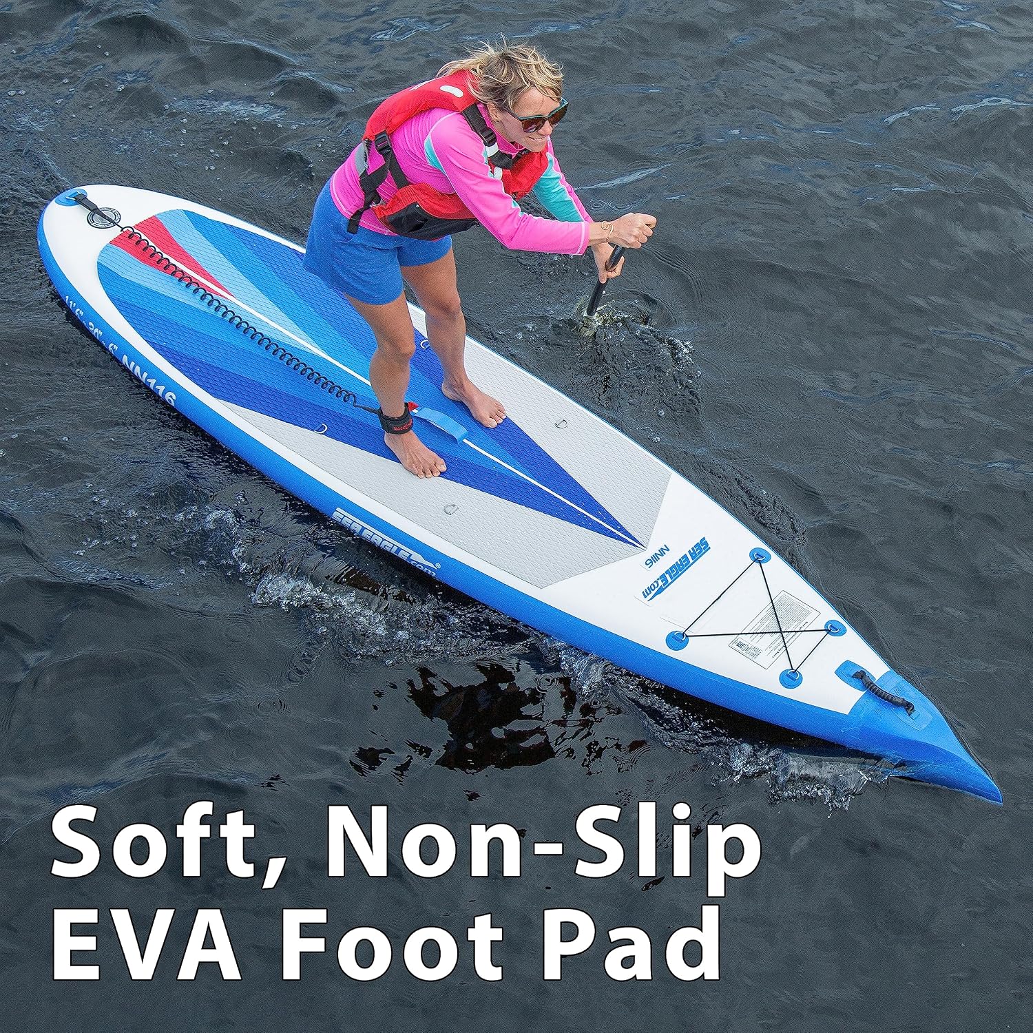 Sea Eagle NeedleNose 12'6' Inflatable Lightweight High Pressure Drop Stitch Stand Up Paddle Board Patented Wave Piercing Bow, with SUP Paddle, Pump, Slide in Skeg and Backpack
