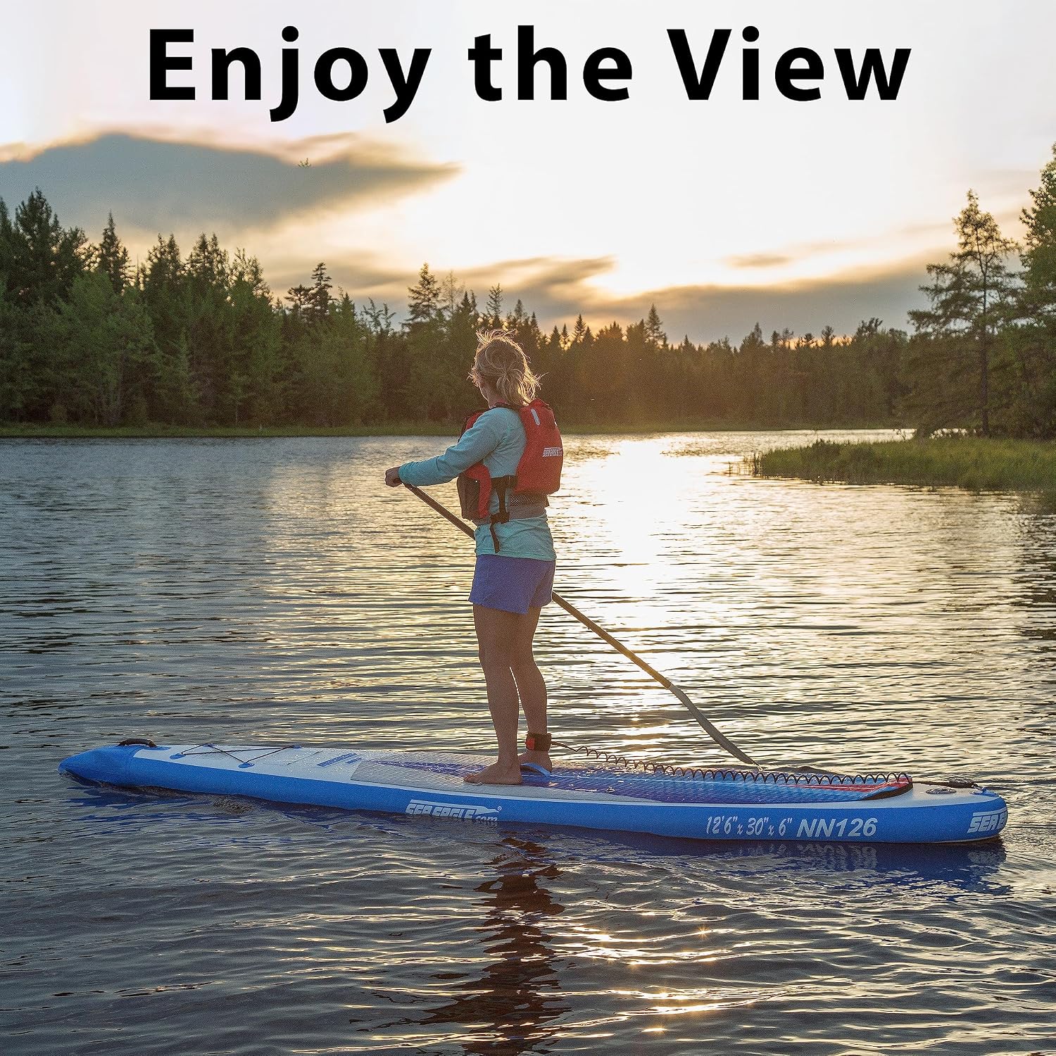 Sea Eagle NeedleNose 12'6' Inflatable Lightweight High Pressure Drop Stitch Stand Up Paddle Board Patented Wave Piercing Bow, with SUP Paddle, Pump, Slide in Skeg and Backpack