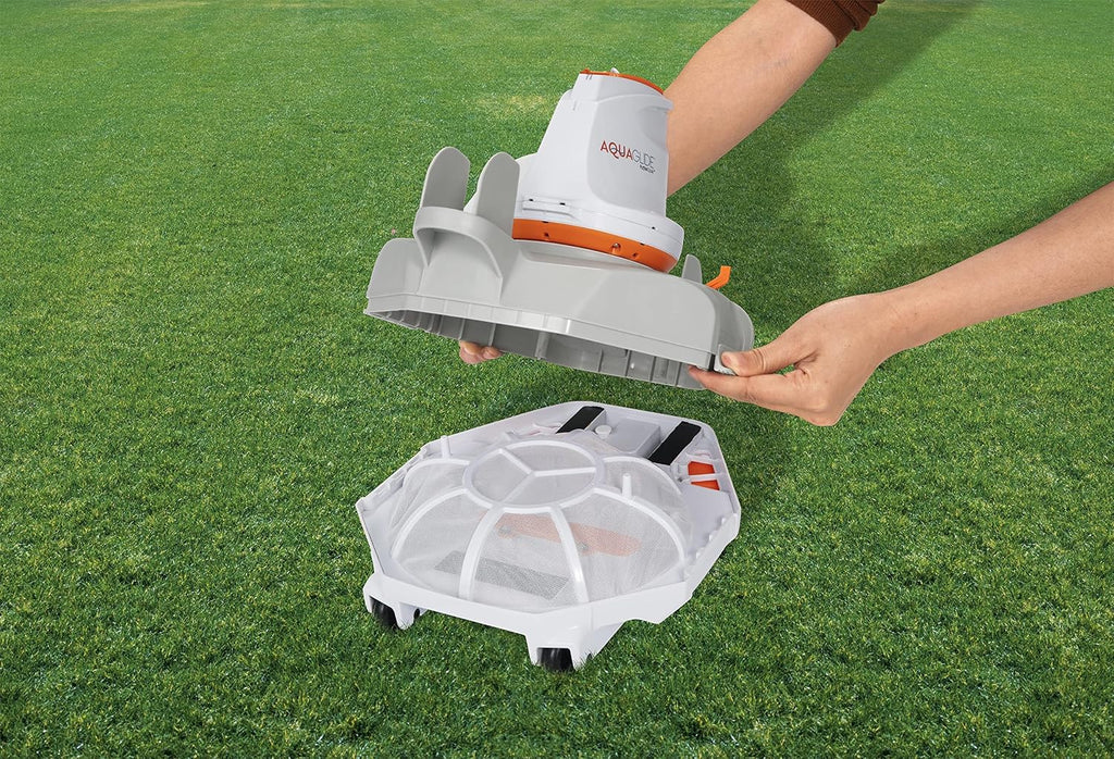 Bestway Flowclear AquaGlide Automatic Pool Cleaning Robot | Robotic Vacuum Cleaner Features Cordless, Rechargeable Battery | Designed for Flat-Bottom Above Ground and Inground Swimming Pools