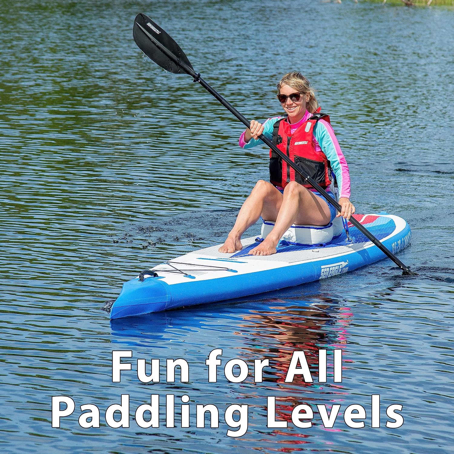 Sea Eagle NeedleNose 12'6' Inflatable Lightweight High Pressure Drop Stitch Stand Up Paddle Board Patented Wave Piercing Bow, with SUP Paddle, Pump, Slide in Skeg and Backpack